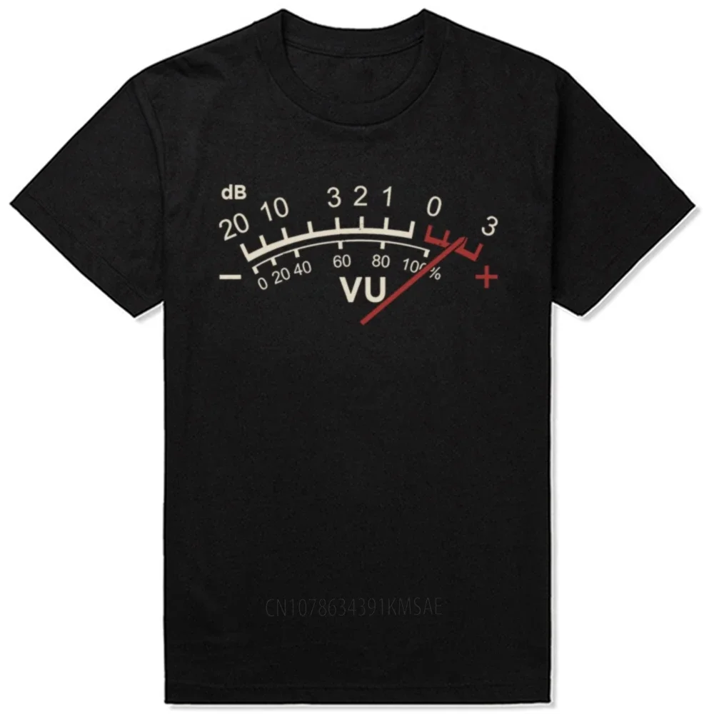 Retro VU Meter Vintage T Shirts Men  Cotton Funny T-Shirts Crew Neck Hi-Fi Audio Music Tee Shirt Short Sleeve Tops