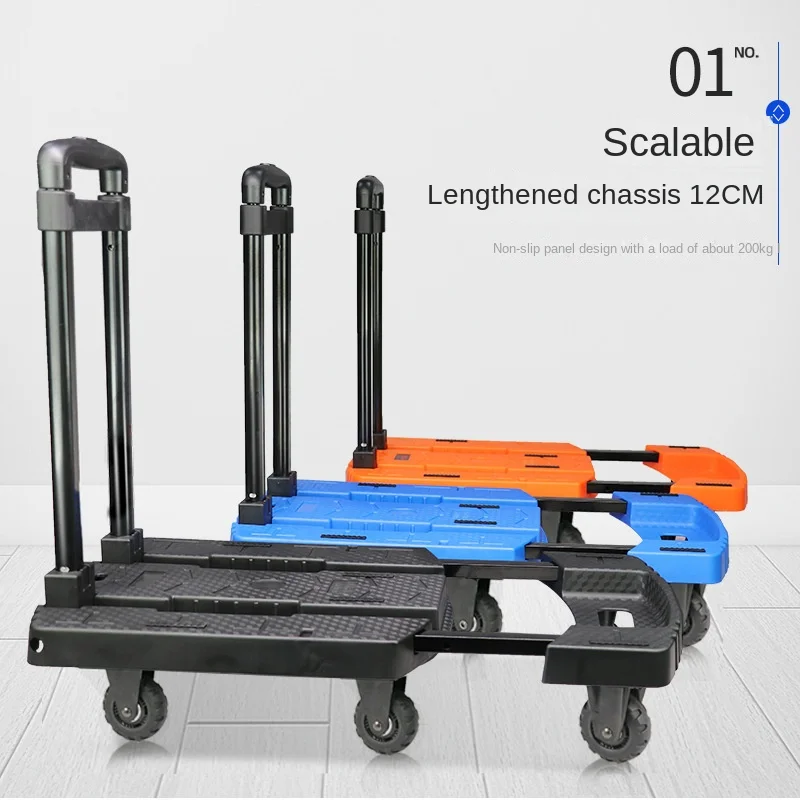 

Hand Buggy Platform Trolley Portable Trailer Trolley Moving Cart Six Wheels