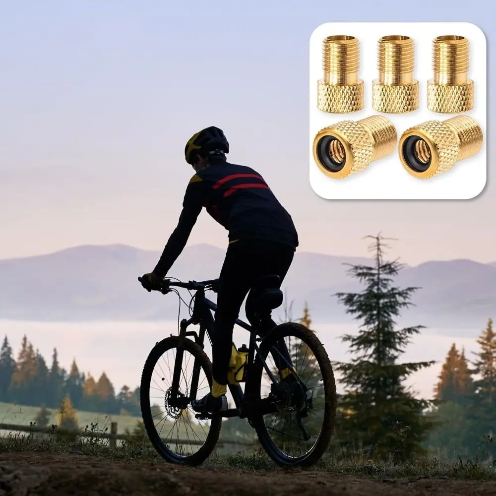 Bike Maintenance Tool Copper Bicycle Valve Adapter Golden Lightweight Presta To Schrader Adapter Bike Tire Valve Adapter