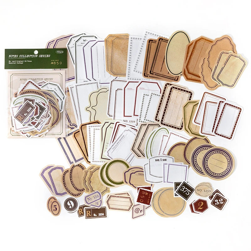 JIANQI 100 stks/pak Vintage Memo Papier Set DIY Scrapbooking Schoolbenodigdheden Decor Junk Journal Markering Briefpapier Notities Papier