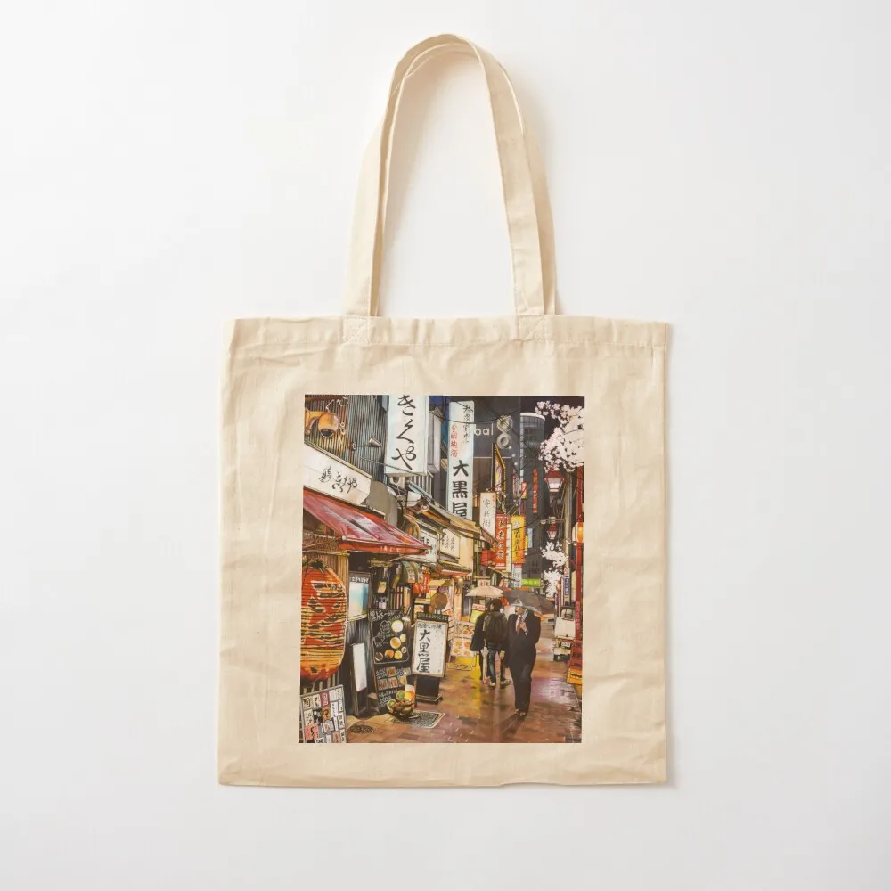 Tokyo in the rain Tote Bag Reusable bags university shopper bag shopping trolley bag custom tote Canvas Tote