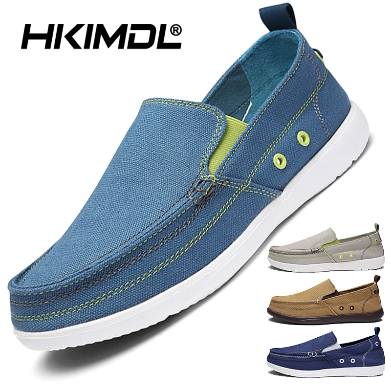 HKIMDL/мужская повседневная обувь, парусиновые дышащие лоферы, мужские новые мужские удобные уличные прогулочные туфли, классические лоферы, мужские кроссовки