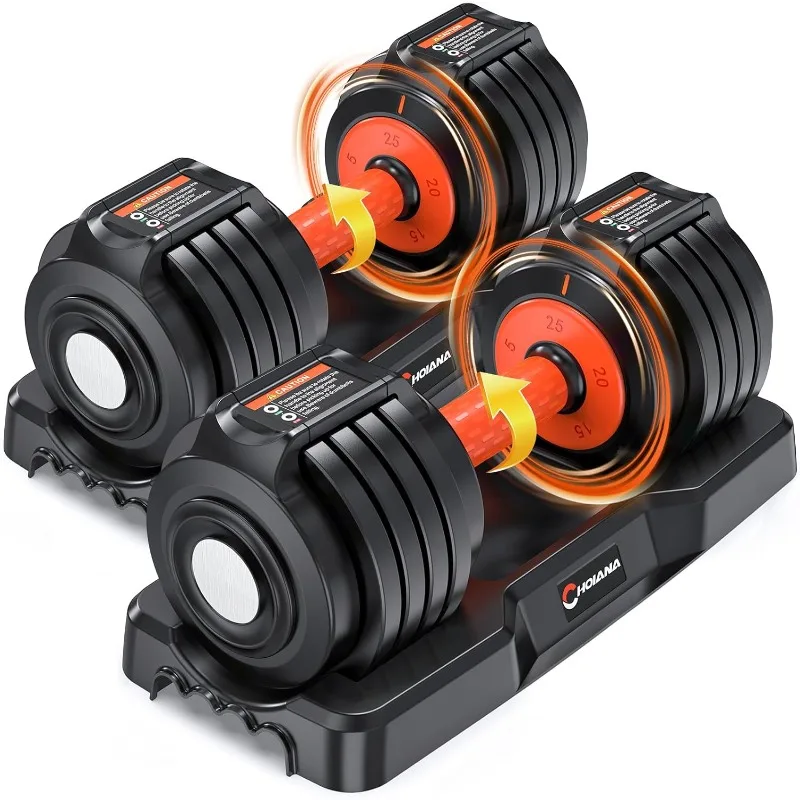 

Adjustable Dumbbells Set, 25lbs/55lbs Dumbbell with Anti-Slip Handle, Quick Adjust 5-in-1 Weights Set, for Men Women Exercise