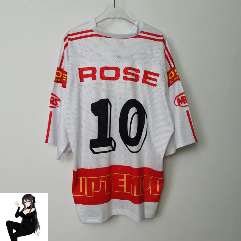 تي شيرت وردي للرجال والنساء ، ملابس رياضية فضفاضة جيدة التهوية ، رقعة بلوككور ، قميص ظلي ، رقبة حرف V ، شبكة عتيقة