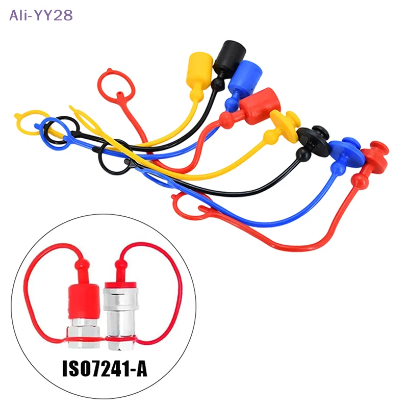 {MX} 1/5Pairs 1/2 ISO-A Hydraulic Quick Coupler Male Dust Cap And Female Plug Cover Fits Hydraulic Quick Disconnects Coupler