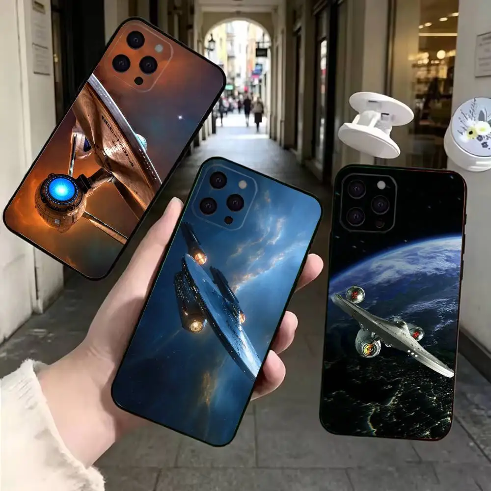 s-Star T-Trek Ships Fashion Black Soft Phone Case Compatible With iPhone 11,12,13,14,15,16,17 Pro Max Mini Plus Air