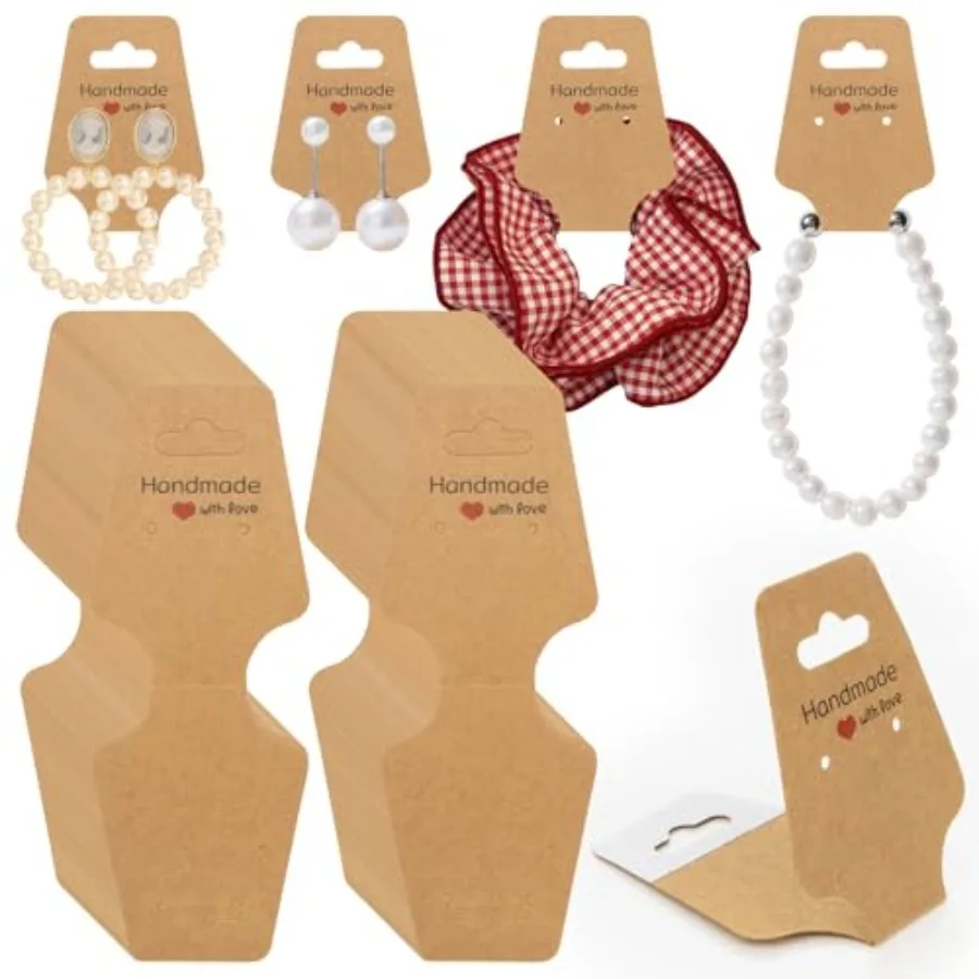 

100PCS Bracelet Display Cards - Self Adhesive Jewelry Packaging for Small Business, Writable Hanging Necklace Display Cards for