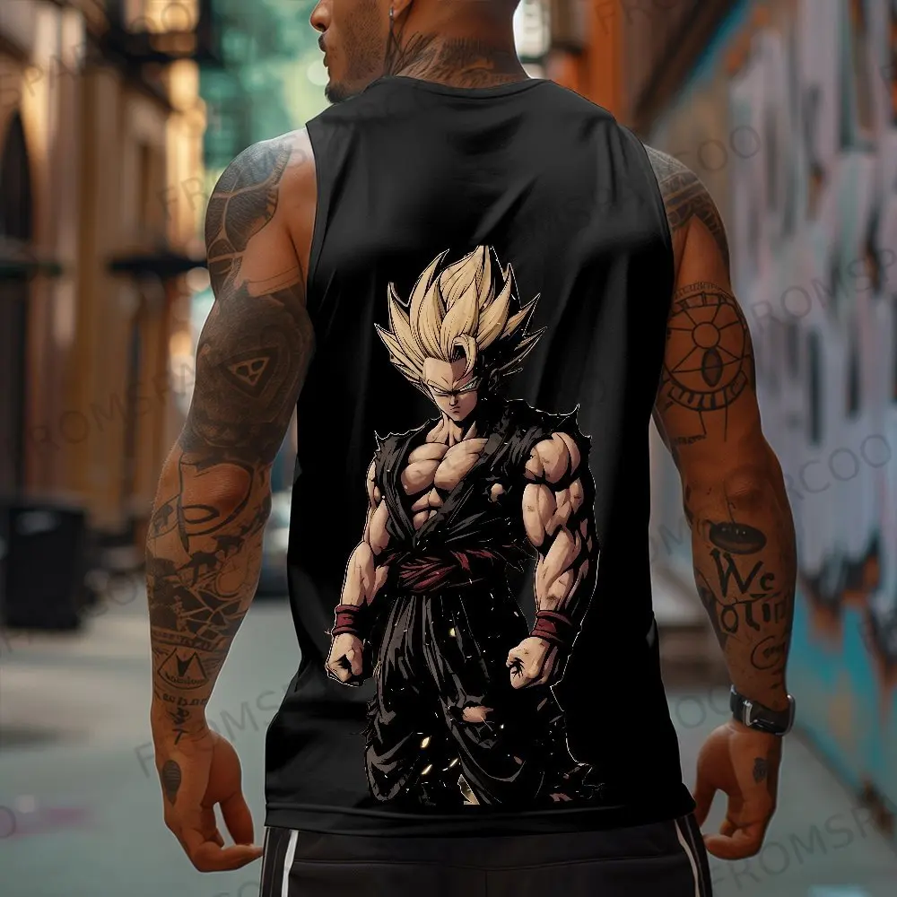 2025 Dragon Ball Anime GOKU Peripheral Printed Pure Cotton Tank Top Gym Casual Men Loose Sports Summer Fashion Top