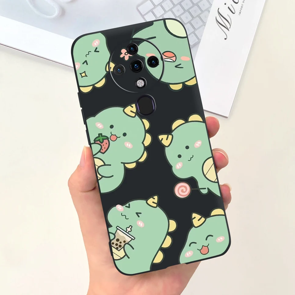 Funda de silicona suave para Tecno Spark 6, carcasa con diseño de astronauta espacial, dinosaurio, color negro y rosa, para Tecno Spark6 KE7