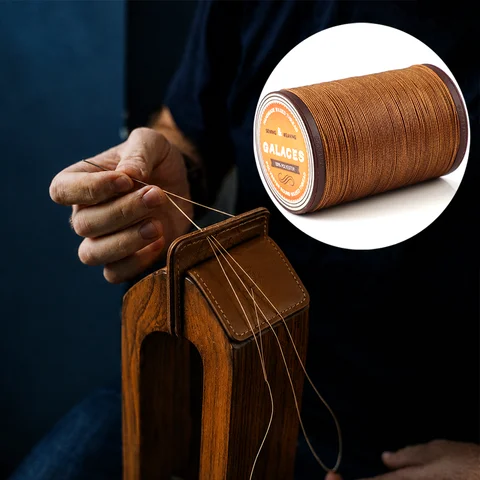 Premium Grade Round Waxed Polyester Thread 0.45mm 120m, Smooth No Fray for Leather Craft Hand Sewing
