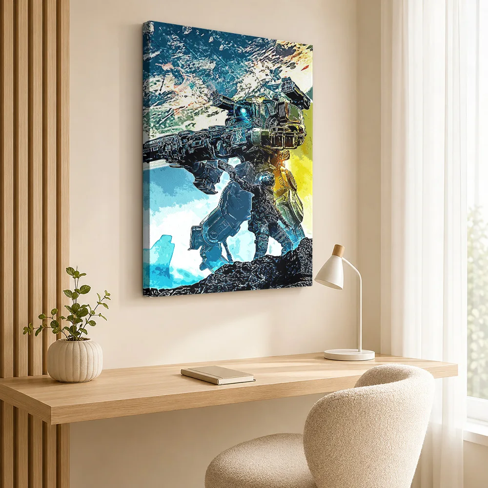Titanfall 2 Pilot And Titan Mech Canvas Print Posters Cinematic Wall Art With Customized Photo For Game Room Ideal Birthday Gift