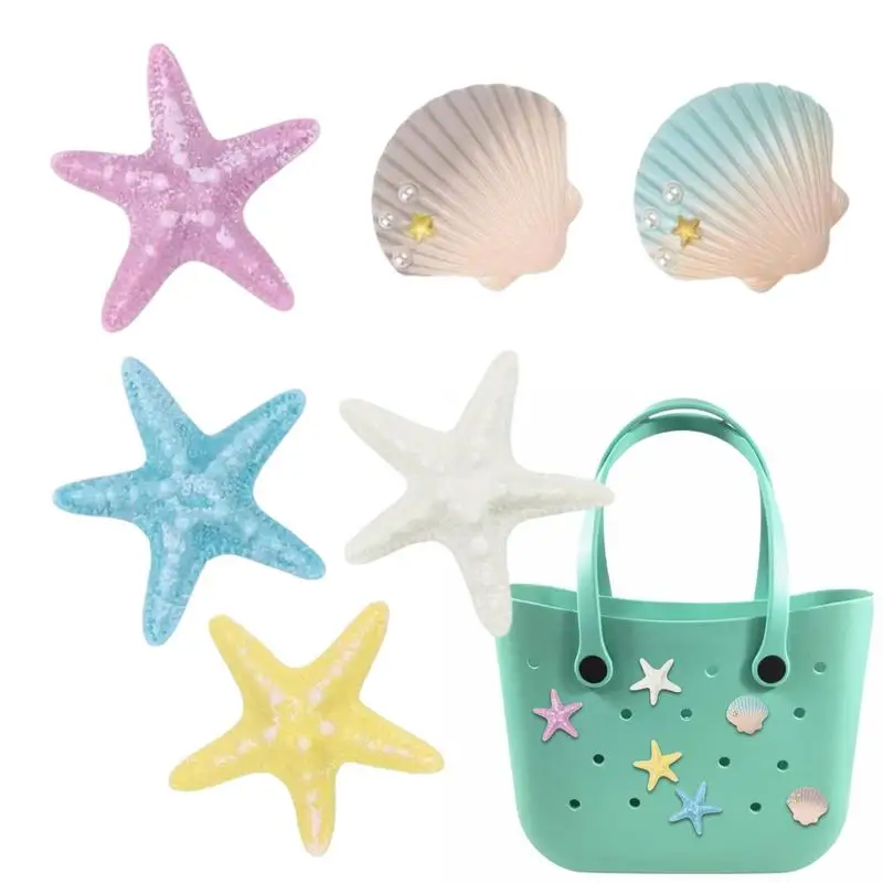 Beach Bag Charm Starfish Shell Beach Bag Accessories Summer Decoration For Colorful Beach Totes Decorations Decorative Bag Charm