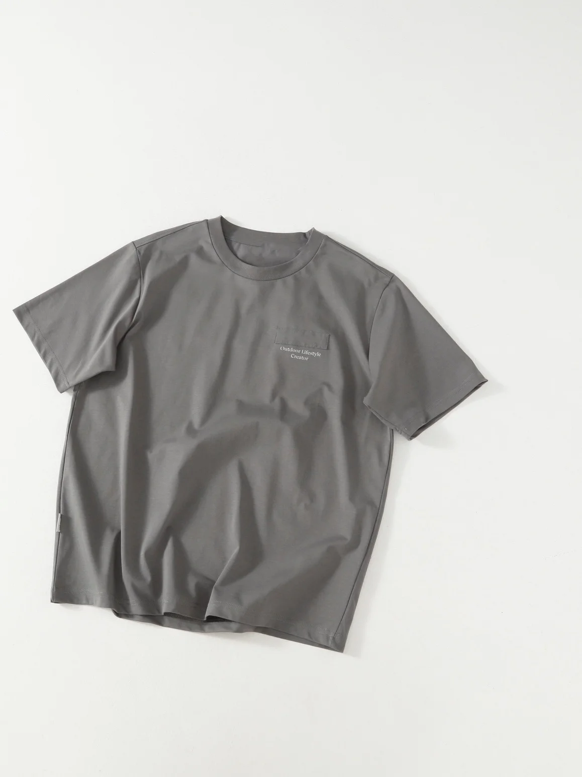 Japanese Street Style Outdoor Breathable Short Sleeve T-Shirt Cool Sensation Tech Fabric Patch Letter Mountain Design