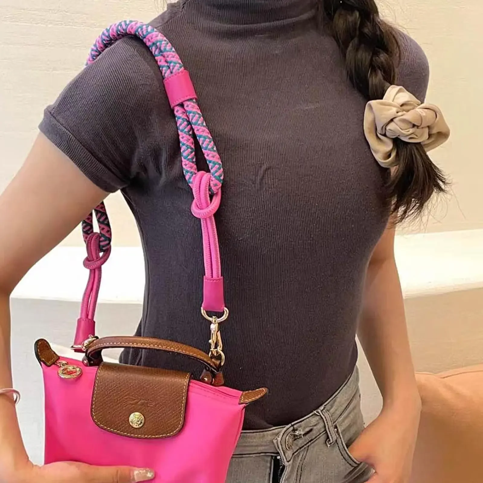 3Pcs/Set Woven Bag Strap For Longchamp Mini Bag Shoulder Strap 78cm Modified Strap Shoulder Accessories