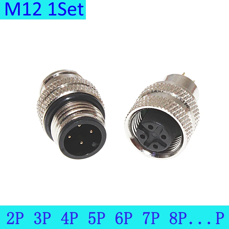 1Set Compatible M12 A Type 4 5 8 12P Waterproof IP67 Aviation Male Plug Female Socket Injection Molding Screw Thread Connector