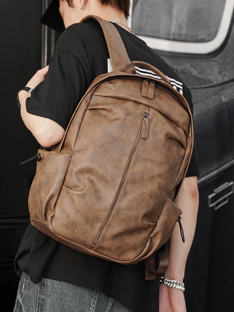 2026 New Men's Double Shoulder Bag Large Capacity Student Bookbag Retro Travel Backpack Computer Bag American Retro Style Com...