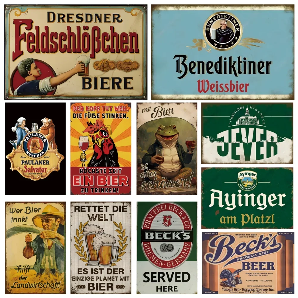 German Beer Vintage Tin Sign Metal Sign Decorative Plaque Wall Decor Kitchen Club Bar Pub Man Cave Room Home Decoration