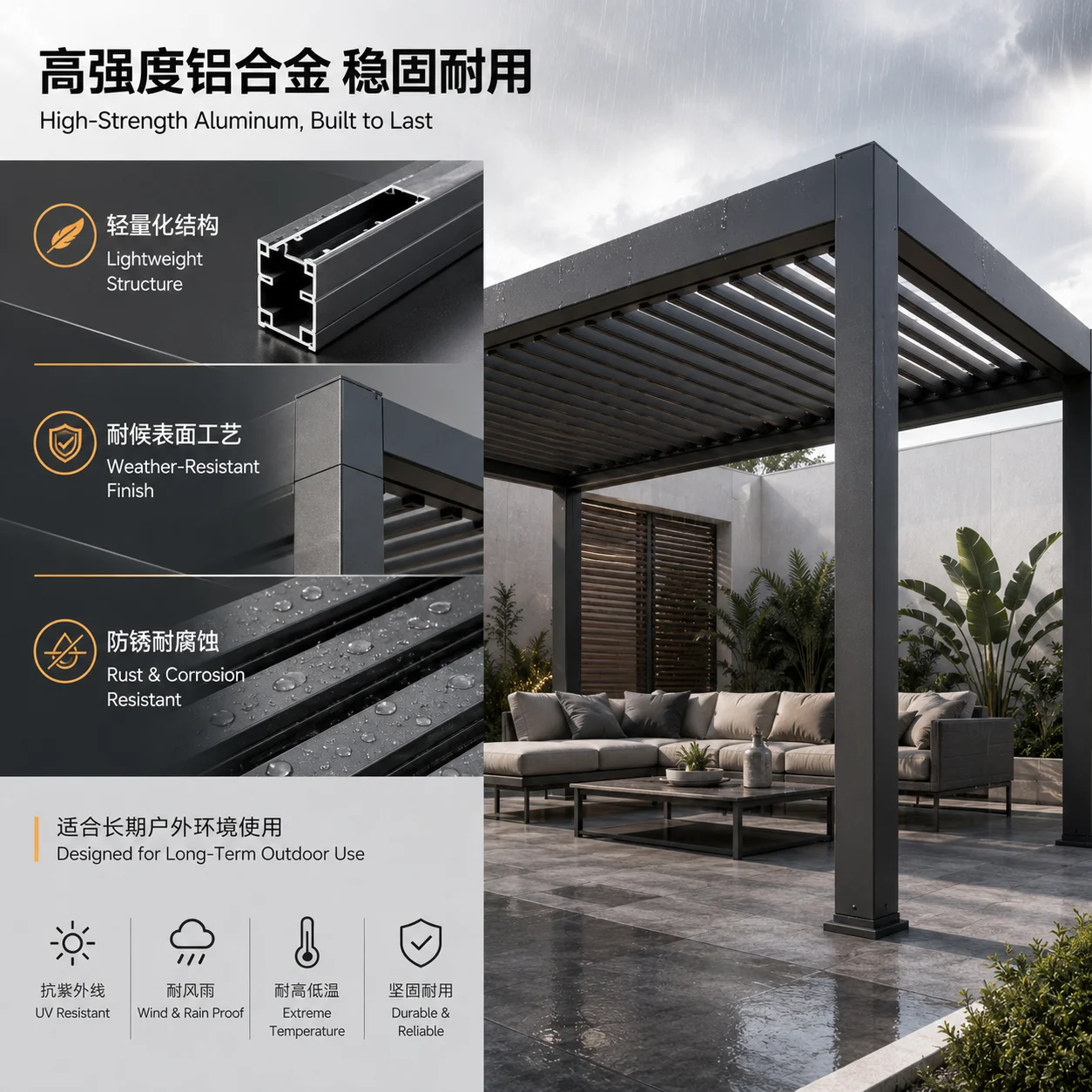 Custom Aluminum Pergola Outdoor Waterproof Adjustable Louvered Roof Gazebo With LED Lights Heavy Duty Yard Patio Sunshade Canopy