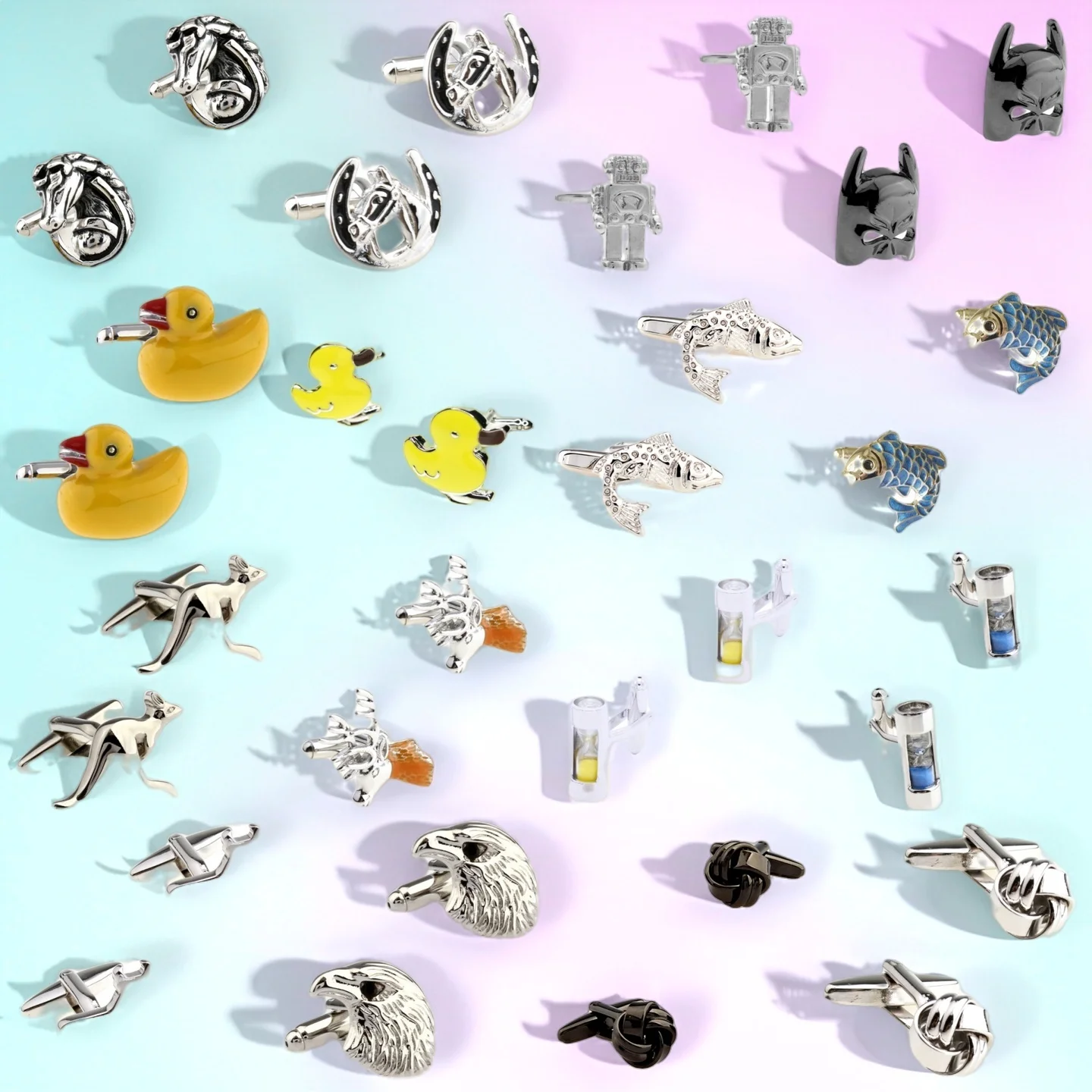 29 Designs Duck Fish Horse Cufflinks Men Hourglass Knots Mask Cuff Links 2 Pairs