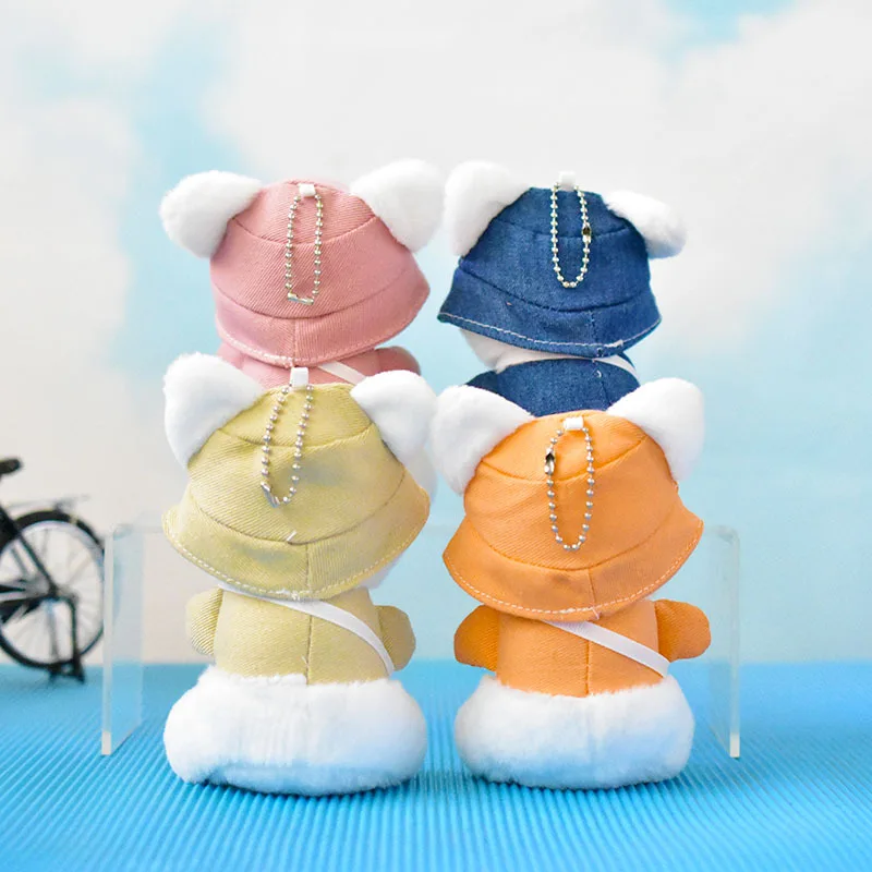 4-inch Stuffed Animals Plush New Cute Denim Hat Puppy Doll Backpack Plush Pendant Kawaii Creative Brithday Gift for Friend