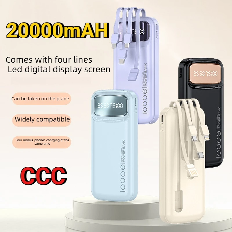 

Power Bank CCC 20000 мАч со встроенным кабелем Type-C и цифровым дисплеем для IPhone Xiaomi Samsung