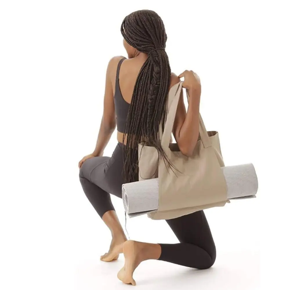 Large Capacity Yoga Mat Carry Bag Foldable Lightweight Multifunctional Yoga Bag Thick Canvas Washable Pilates Mat Case
