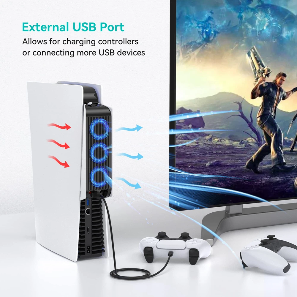 Ventilador de refrigeración mejorado con luz LED, sistema de refrigeración silencioso para Playstation 5, disco y accesorios para juegos de edición Digital