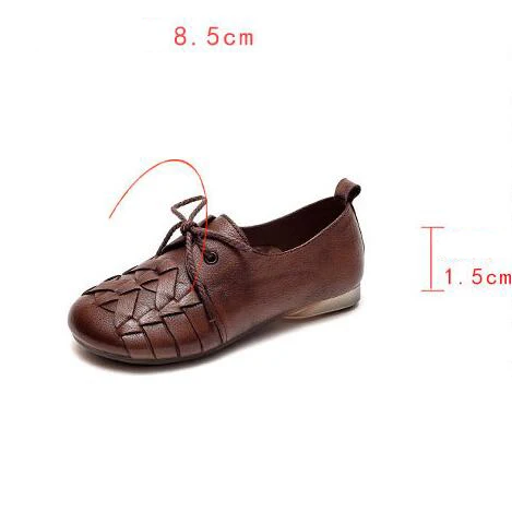 GKTINOO Genuine Leather Flats Women Shoes Spring Autumn 2024 Weave Lace-Up Handmade Soft Retro Comfortable Concise Ladies Shoes