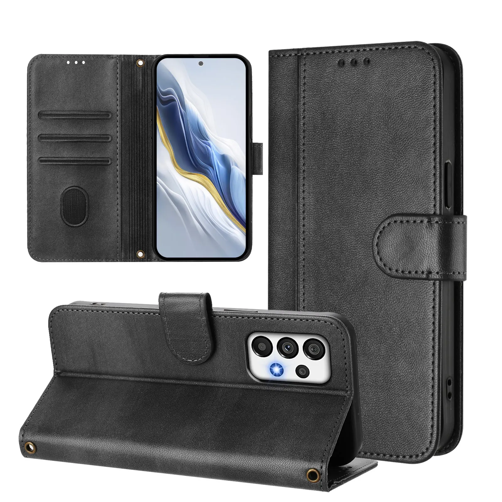Magnetyczne skórzane etui z klapką, przegródkami na karty, odporne na wstrząsy, do Samsung Galaxy A72 A52s A52 A42 A32 A22, pełna ochrona telefonu. — zdjęcie produktu 6