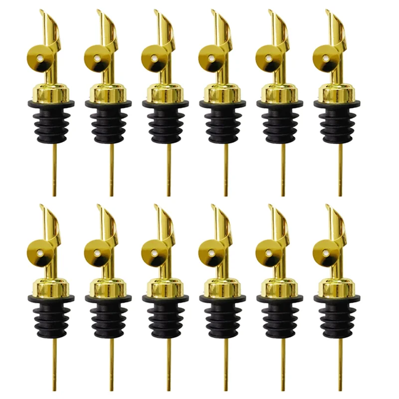 

ABMR-12PCS Stainless Steel Liquor Bottle Pourers, Auto Flip Olive Oil Spou Alcohol For About 3/4Inch Bottle Mouth Gold Reusable