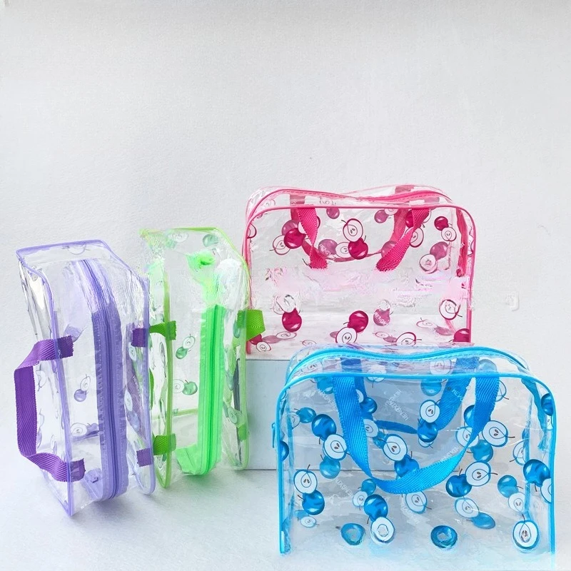 4pcs Transparent PVC Makeup Bags Portable Women's Floral Waterproof Cosmetic Bag Travel Washing Toiletry Shower Storage Pouches