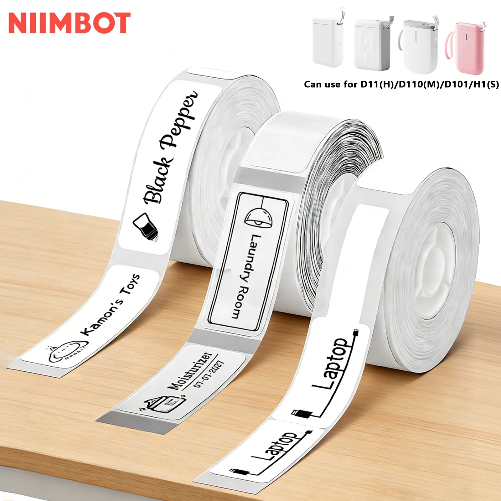 

Niimbot, 1 рулон, белая/круглая термоэтикетка, самоклеящаяся водонепроницаемая бумага для мини-принтера D110/D11/D101, устройство для изготовления этикеток