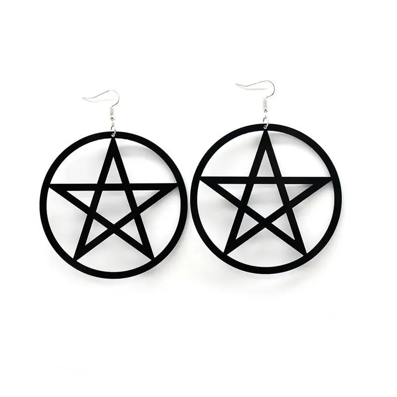 Big Star Earrings For Women Hip Hop Night Club Jewelry Acrylic Hollow Out Party Geometric Black White