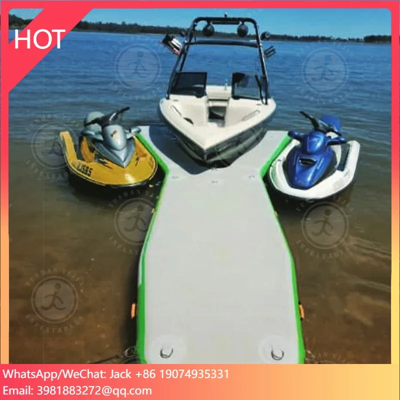 OEM Drop Stitch Inflatable Floating Boat Dock Inflatable Y Pontoon Yacht Floating Swim Water Platform Dock Station