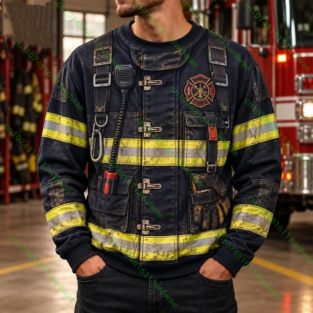 Men's Rescue Pilot Hoodie Emergency Rescue Helicopter Crew Uniform Shirt Search 3D Print Halloween Party Role-playing Costume