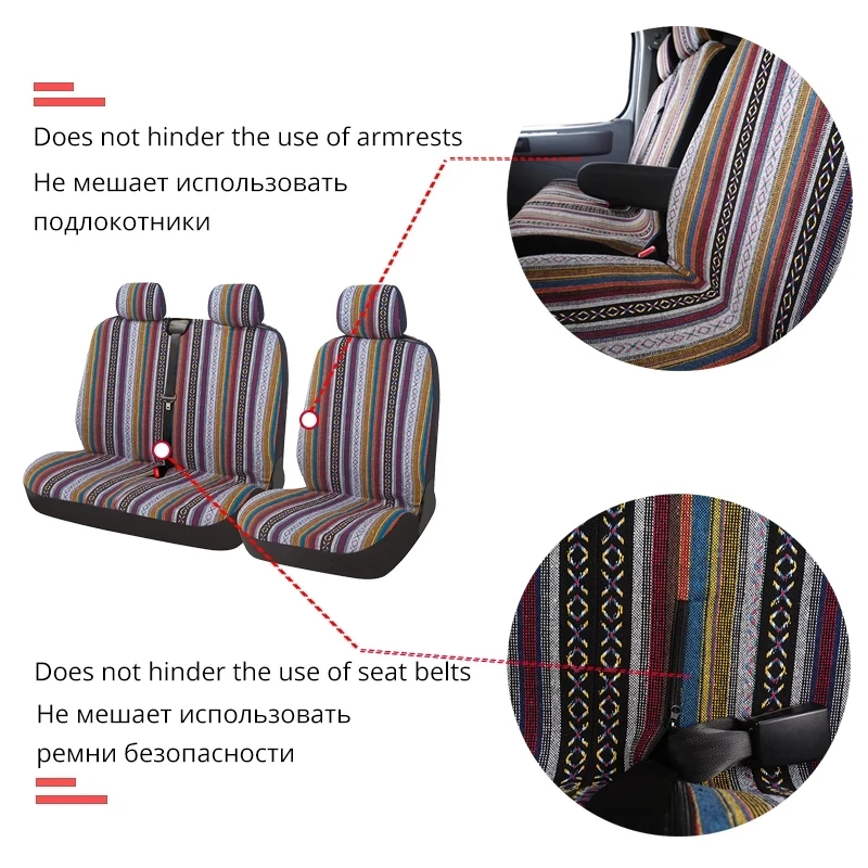 2+1 Universal Striped Color Car Seat Covers For Iveco Daily For Ford Transit For Sprinter 02 For  An Opel Vivaro 2006