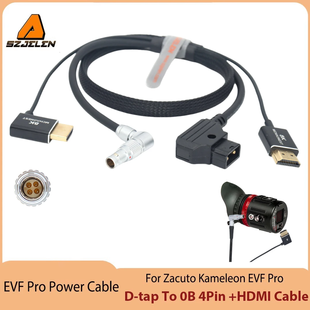 0B 4Pin to D-Tap Power Cable for Zacuto Kameleon EVF Pro EVF Viewfinder Power Cord+HDMI Cable 2-in-1 cable