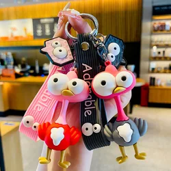 Big-Eyed Ostrich Animal Key Chain, PVC Cartoon Funny Toy Keychain, Car Key Ring Holder, Birthday Gifts, Bag Charms