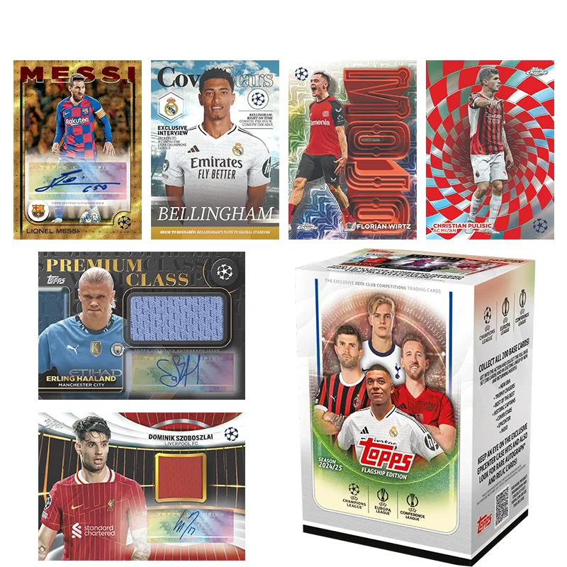 

Topps 2024-25 UCC Value Box Messi Haaland Mbappe Zidane Pulisic Football Star Autograph Trading Cards Birthday Gift Collection