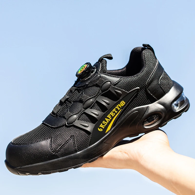 Rotary Buckle Unisex Work Sneakers Protective Shoes Lightweight Safety Shoes Puncture-Proof Anti-smash Steel Toe Men Work Boots