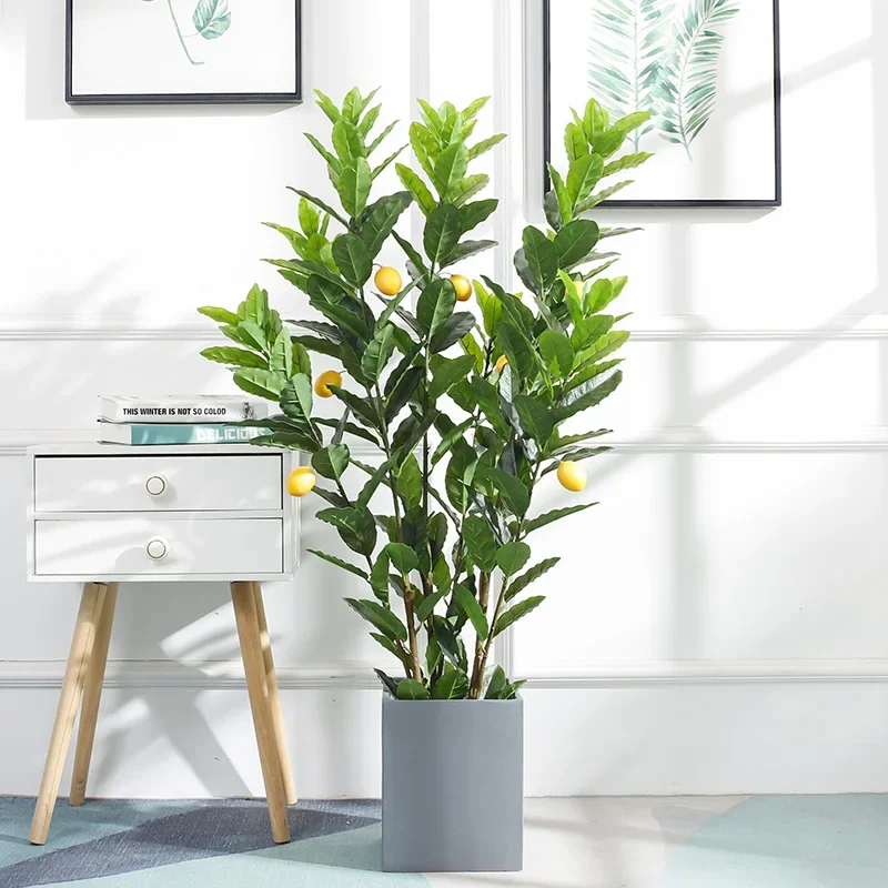 Simulation Green Plant Simulation Lemon Tree Pot Large Green Plant Bonsai Shopping Mall Restaurant Decoration on The Ground