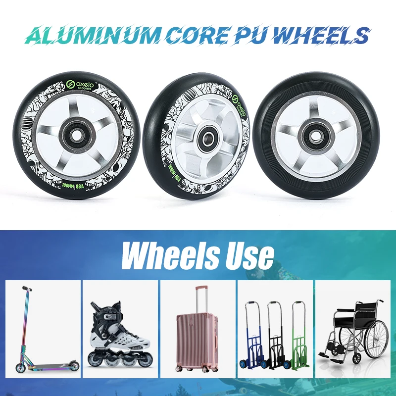 100mm 110mm PU extreme Kick scooter roller tire durable accessories wheelchair aluminum core wheel mute originalaluminum alloyal