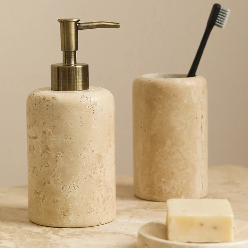 Creative Nordic Wind Tunnel Stone Washstand Bathroom Set Toiletries Toothbrush Storage Cup Soap Dish Emulsion Bottle Bathroom