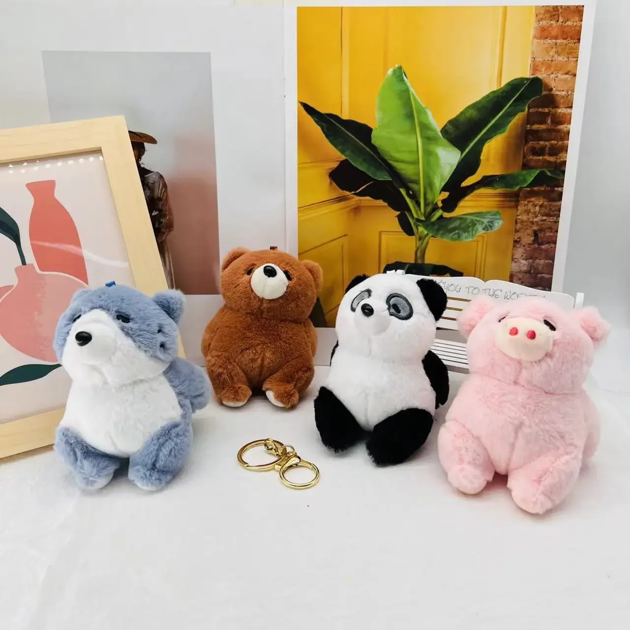 

Cartoon Kawaii New Fat Dun Small Animal Plush Toys Keychain Pendant Creative Cute Panda Pig Backpack Pendant Kids Birthday Gifts