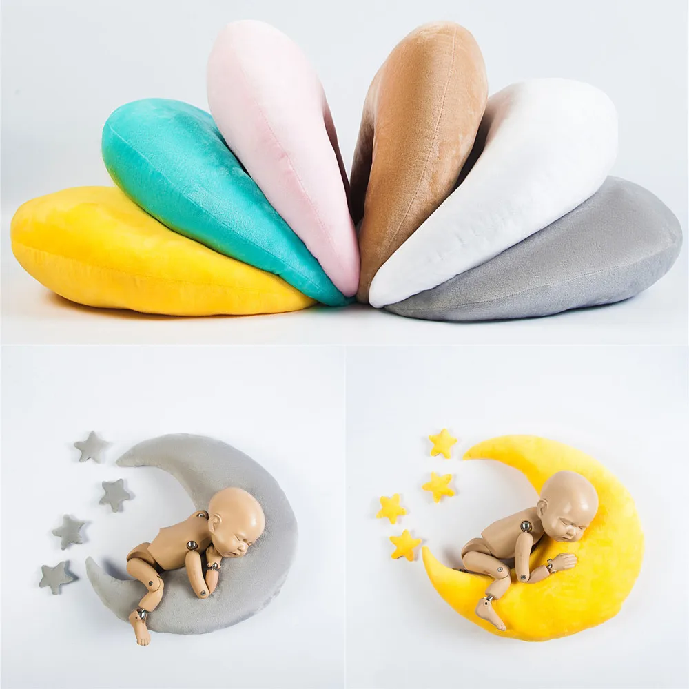 Shining Baby Photography Accessories Moon Pillow Stars Infant Shooting Props Posing Props Soft Auxiliary Pillow