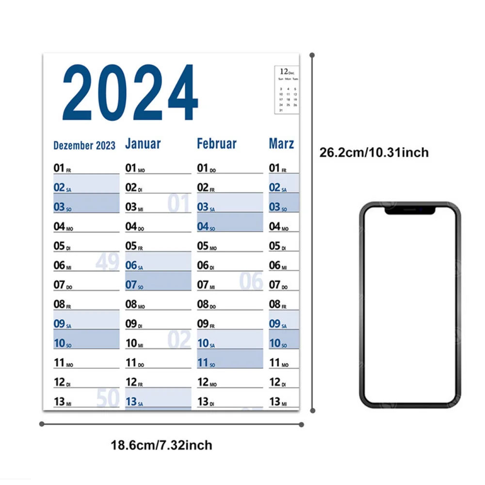 New 2024 Calendar Daily Schedule Planner Sheet Wall Calendar Yearly Weekly Annual Planner To Do List Agenda Organizer For Office