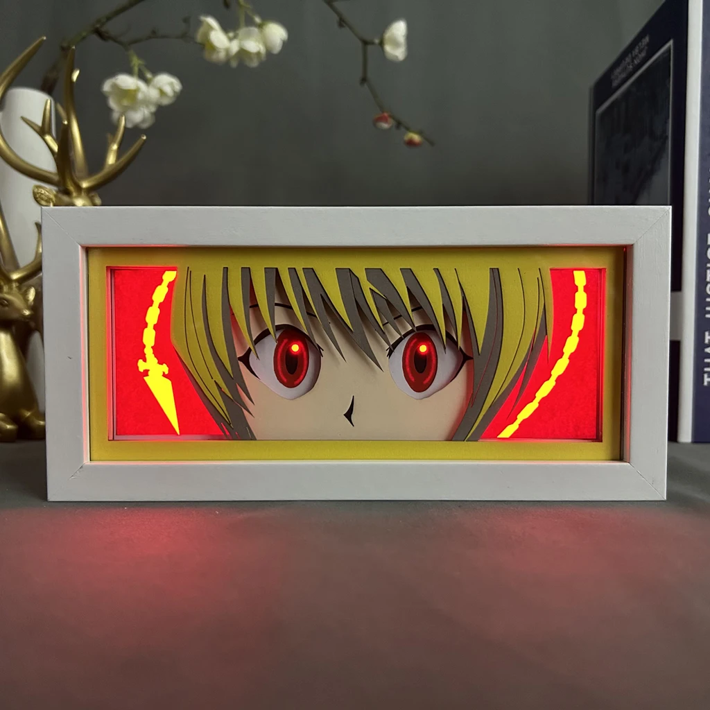 Paper Cut Light Box Anime Figures Hunter X Hunter Kurapika Night Lights For Bedroom Decoration Led Desk Lamp Manga Hxh Lightbox