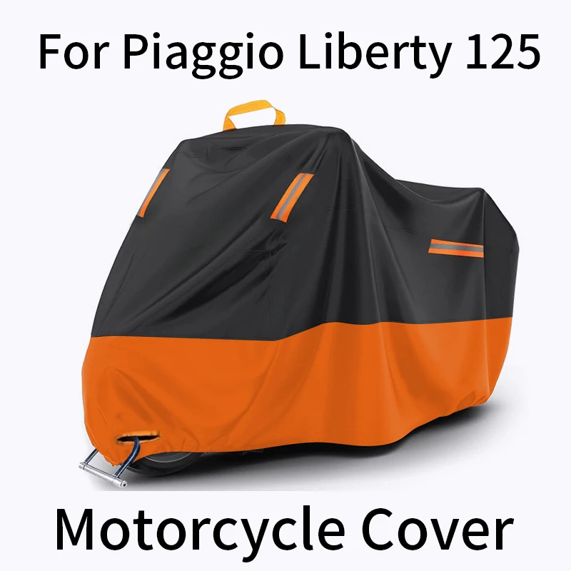 

Для Piaggio Liberty 125 водонепроницаемый УФ-пылезащитный чехол для мотоцикла со светоотражающими полосками, отверстиями для замка и сумкой для хранения