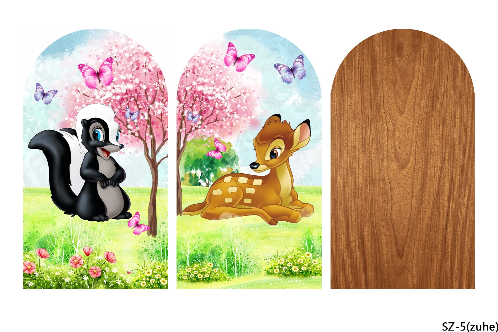 Bambi Deer Arch Backdrop Cover Kids Birthday Photography Background Jungle Safari Circle Surface Banner Decoration Props