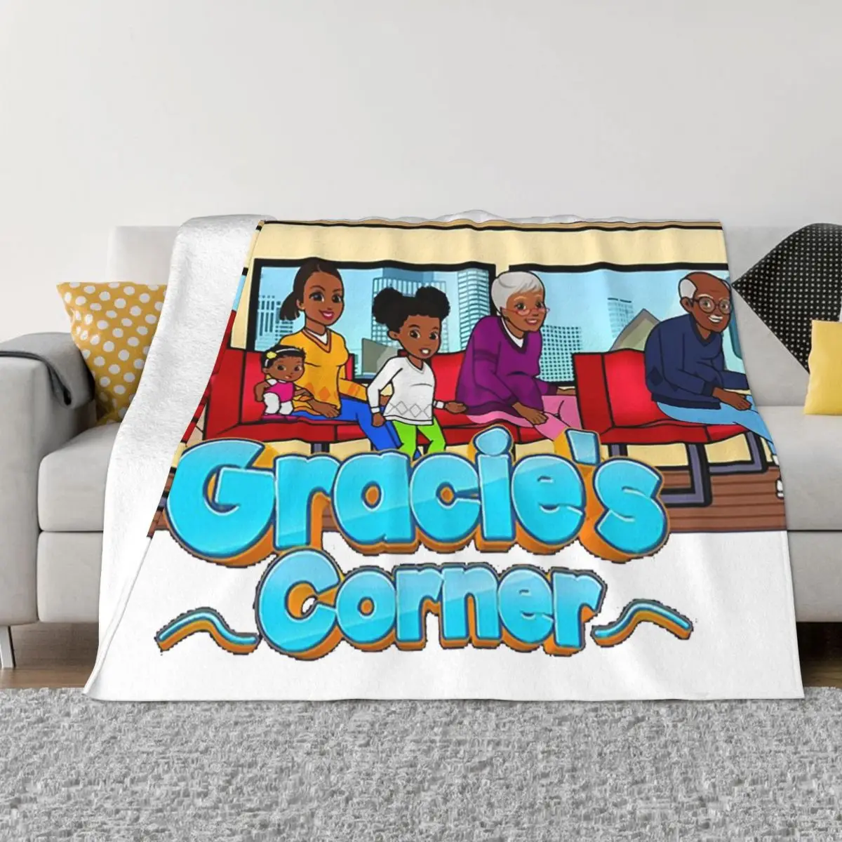 

Gracies Family Corner Cute Phonic's Song Blankets Flannel Throw Blanket Bedding for Bed Living room Picnic Travel Home Couch